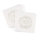 "Gold Polka Dot Cheers Beverage Napkins - Pack of 100" - Napkins in white by Papel Custom Design
