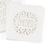 "Gold Polka Dot Cheers Beverage Napkins - Pack of 100" - Napkins in white by Papel Custom Design