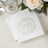 "Gold Polka Dot Cheers Beverage Napkins - Pack of 100" - Napkins in white by Papel Custom Design