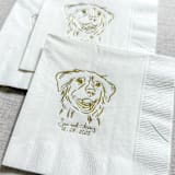 "Custom pet portrait cocktail napkins - White Napkins (Set of 100)" - Napkins in white by Maria Ferrer G.