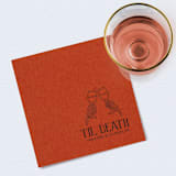 "“Til Death” Terracotta Linen-Like Napkin with Skeleton Toast Design" - Napkins in orange by Papel Custom Design