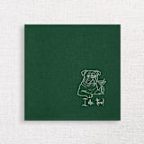 "“I Do, Too!” Bulldog Wedding Cocktail Napkins Green" - Napkins in green by Papel Custom Design