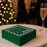 "Fa La La Holiday Premium Cocktail Napkins | Pack of 50 premium quality" - Napkins in green by Papel Custom Design
