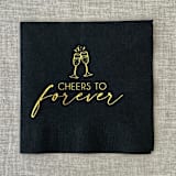 "Foil napkins "Cheers to forever". Gold foil, black napkins (Set of 20)" - Napkins in black by Maria Ferrer G.