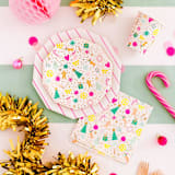 "Merry + Bright Large Napkins - Set of 16" - Napkins in multicolor by Jollity and Co