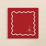 "Champagne Glass with Wavy Border Premium Red Cocktail Napkins - Set of 50 premium quality" - Napkins in red by Papel Custom Design