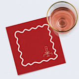"Champagne Glass with Wavy Border Premium Red Cocktail Napkins - Set of 50 premium quality" - Napkins in red by Papel Custom Design