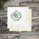 "Botanic Greenery Crest Napkins - Pack of 100" - Napkins in multicolorassorted-colors by Papel Custom Design
