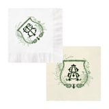 "Botanical Greenery Custom Crest Napkin- Pack of 100" - Napkins in white by Papel Custom Design