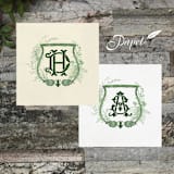 "Botanical Greenery Custom Crest Napkin- Pack of 100" - Napkins in white by Papel Custom Design