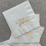 "Foil napkins (Cheers) | Gold foil, white napkins | Set of 20" - Napkins in white by Maria Ferrer G.