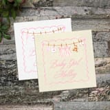"Personalized Baby Girl Vintage Clothesline Shower Napkins" - Napkins in white by Papel Custom Design