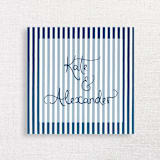 "Striped Personalized Napkins, your choice of ink color" - Napkins in blue by Papel Custom Design