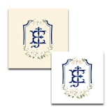 "Custom Cream Rose Crest Cocktail Napkins- Pack of 100" - Napkins in white by Papel Custom Design