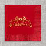 "Merry Christmas foil cocktail napkins - Red Napkins (Set of 20)" - Napkins in red by Orchid Studio