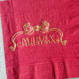 "Merry Christmas foil cocktail napkins - Red Napkins (Set of 20)" - Napkins in red by Orchid Studio