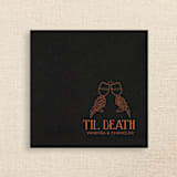 "“Til Death” Black Linen-Like Napkin with Skeleton Toast Design" - Napkins in black by Papel Custom Design