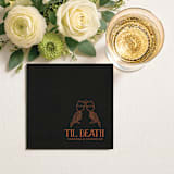 "“Til Death” Black Linen-Like Napkin with Skeleton Toast Design" - Napkins in black by Papel Custom Design
