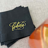 "Foil napkins (Cheers) | Gold foil, black napkins | Set of 20" - Napkins in black by Maria Ferrer G.