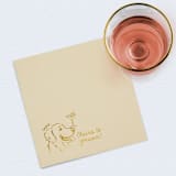 "Personalized Dog Name Linen-Like Napkin with “Cheers to Forever!”" - Napkins in beige by Papel Custom Design