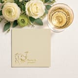 "Personalized Dog Name Linen-Like Napkin with “Cheers to Forever!”" - Napkins in beige by Papel Custom Design