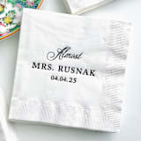 "Custom Bridal Shower Napkin | Almost Mrs Cocktail Napkin | Set of 50" - Napkins in white by Alyssa Cook