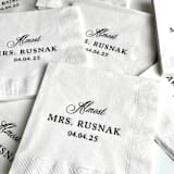 "Custom Bridal Shower Napkin | Almost Mrs Cocktail Napkin | Set of 50" - Napkins in white by Alyssa Cook