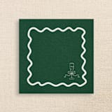 "Champagne Glass with Wavy Border Premium Green Cocktail Napkins - Pack of 50" - Napkins in green by Papel Custom Design