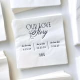 "Personalized Our Love Story Cocktail Napkins | Wedding or Engagement Party Napkins | Set of 50" - Napkins in white by Alyssa Cook