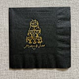 "Customizable champagne tower cocktail napkins - Black Napkins (Set of 100)" - Napkins in black by Maria Ferrer G.