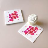 "Valentine's Day Banner Napkins, cocktail size, set of 20" - Napkins in white by ForYourParty