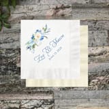 "Dusty Blue Floral Personalized Wedding Napkins - Pack of 100" - Napkins in multicolorassorted-colors by Papel Custom Design
