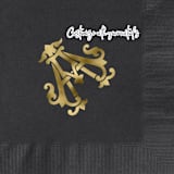 "Custom Monogram Featuring Chic Font Gold Foil on Black Napkin - Pack of 100" - Napkins in black by Papel Custom Design