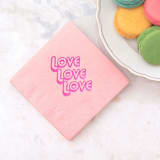 "Love Love Love Napkin Pack, cocktail size, pack of 20" - Napkins in pink by ForYourParty