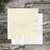"Custom Foil Cheers Wedding Napkins" - Napkins in multicolorassorted-colors by Papel Custom Design