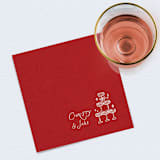 "Champagne Tower Personalized Cocktail Napkins Red" - Napkins in red by Papel Custom Design