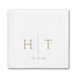 "Initially Distinctive Premium Napkin - Beverage - Pack of 100" - Napkins in white by Papel Custom Design