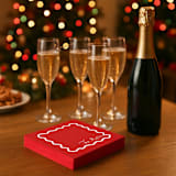 "Personalized Holiday Wavy Border Premium Cocktail Napkins | Pack of 50 premium quality" - Napkins in red by Papel Custom Design