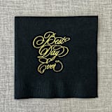 "Foil napkins (Best day ever calligraphy) | Gold foil, black napkins | Set of 20" - Napkins in black by Maria Ferrer G.