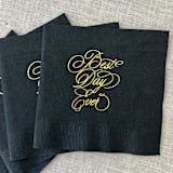 "Foil napkins (Best day ever calligraphy) | Gold foil, black napkins | Set of 20" - Napkins in black by Maria Ferrer G.