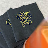 "Foil napkins (Best day ever calligraphy) | Gold foil, black napkins | Set of 20" - Napkins in black by Maria Ferrer G.