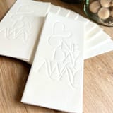 "Letterpress Luxe Linen Napkins | One Day Away  in Simply White" - Napkins in natural by Prêt-à-PartyNY
