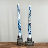 "Monogrammed Blue and White Chinoiserie Hand-Painted Taper Candles, Set of 2" - Candles in white by Ashley Myers