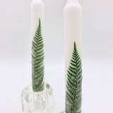 "Pressed Flower White Taper Candle Set Of 2" - Candles in white by Christine OMalley