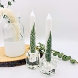 "Pressed Flower White Taper Candle Set Of 2" - Candles in white by Christine OMalley