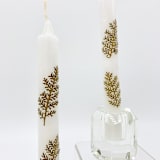 "Pressed Flower White Taper Candles Set Of 2" - Candles in beige by Christine OMalley