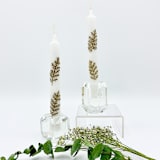 "Pressed Flower White Taper Candles Set Of 2" - Candles in beige by Christine OMalley