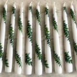 "White with Greenery Hand-Painted Taper Candles, Set of 2" - Candles in white by Ashley Myers