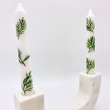 "Pressed Flower White Taper Candle Set Of 2" - Candles in green by Christine OMalley