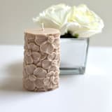 "Beige Floral Pillar" - Candles in beige by Over By The Moon
